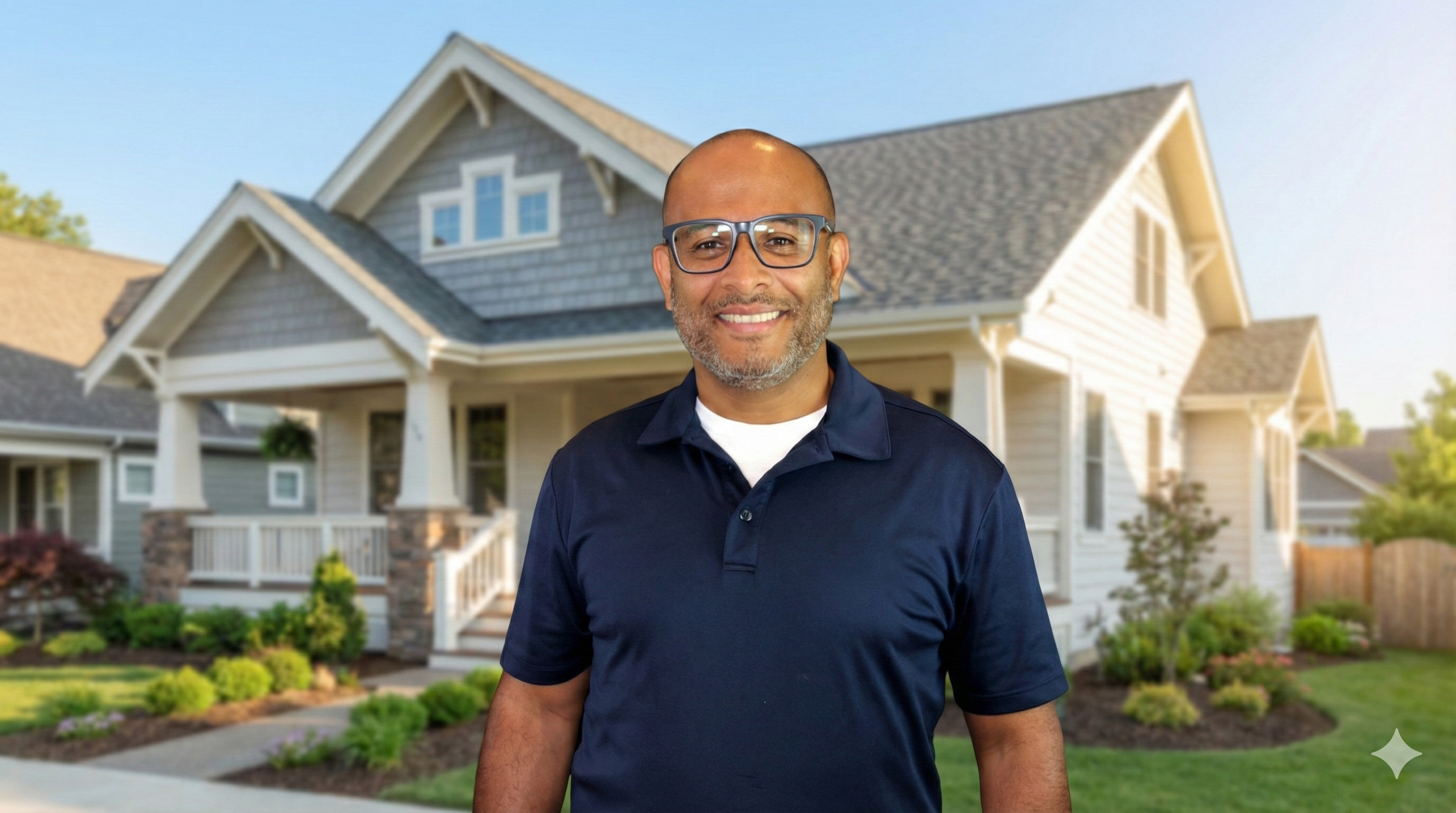 ULY team member in front of renovated home